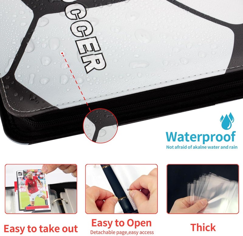CDROPS Card Binder Compatible with Soccer Card, Trading Card, MTG and Other TCG, Fits 400 Cards with 50 Removable Pages, Card Holder Collector for Standard Size Card, Black2 - Image 4